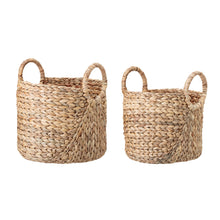  Set of two water hyacinth baskets