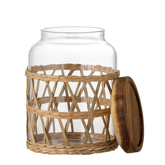 Storage jar with acacia wood lid