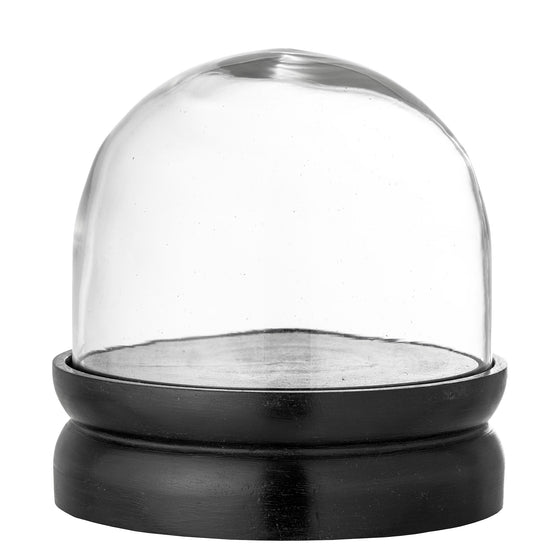 Glass dome with dark mango wood floor