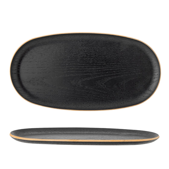 Black oak oval tray