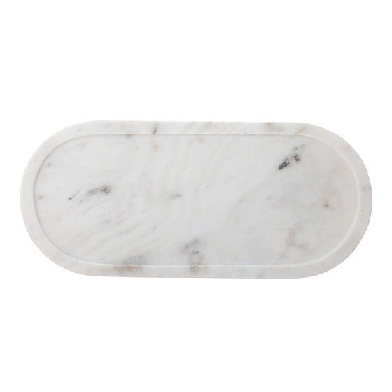 Oval White Marble Tray